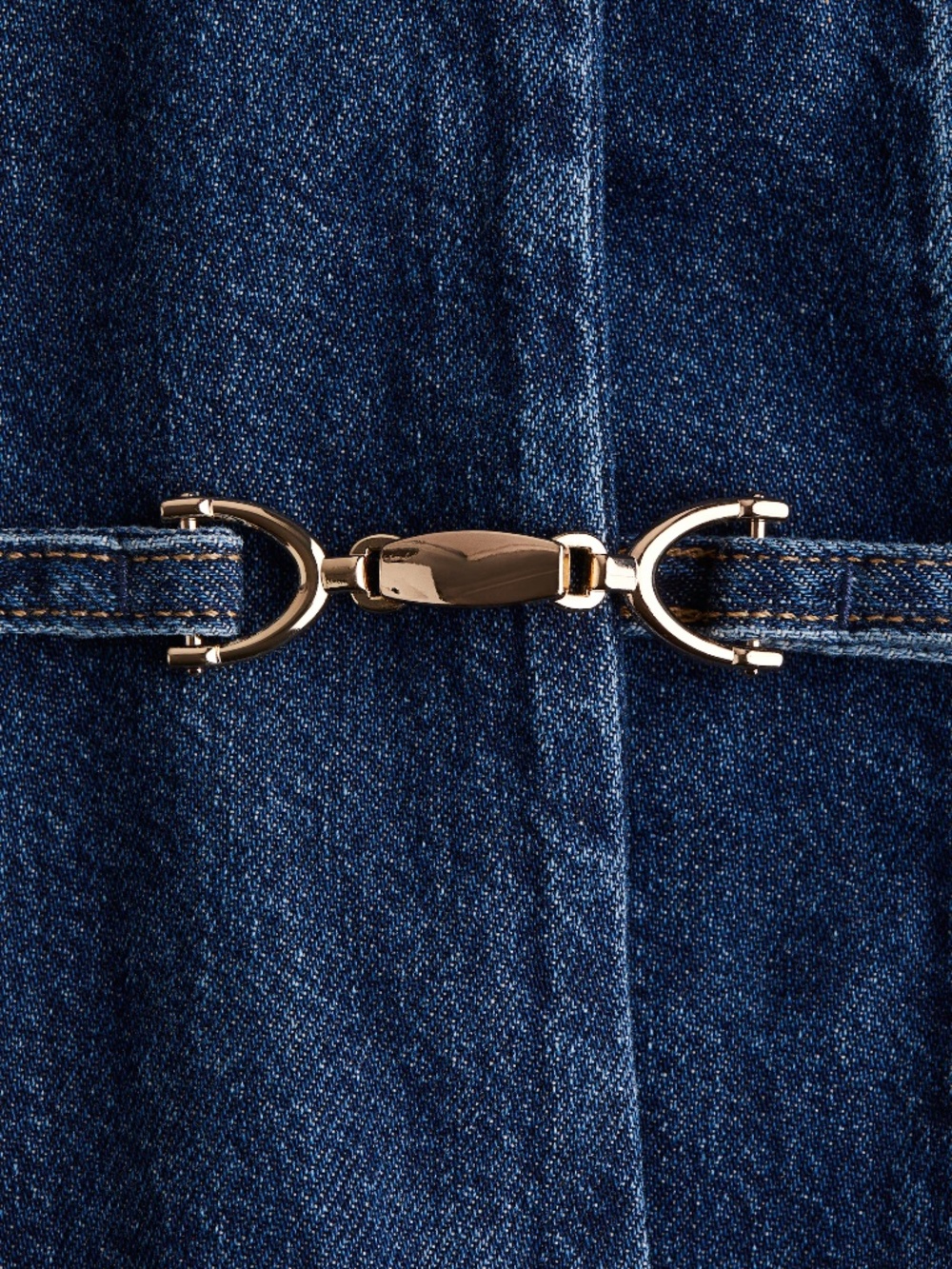 H&M Buckle Detail Denim Mini Dress S - Picture 5 of 9